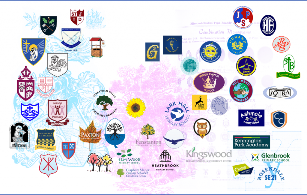 Competitor analysis showing all the Primary school logos in Lambeth
