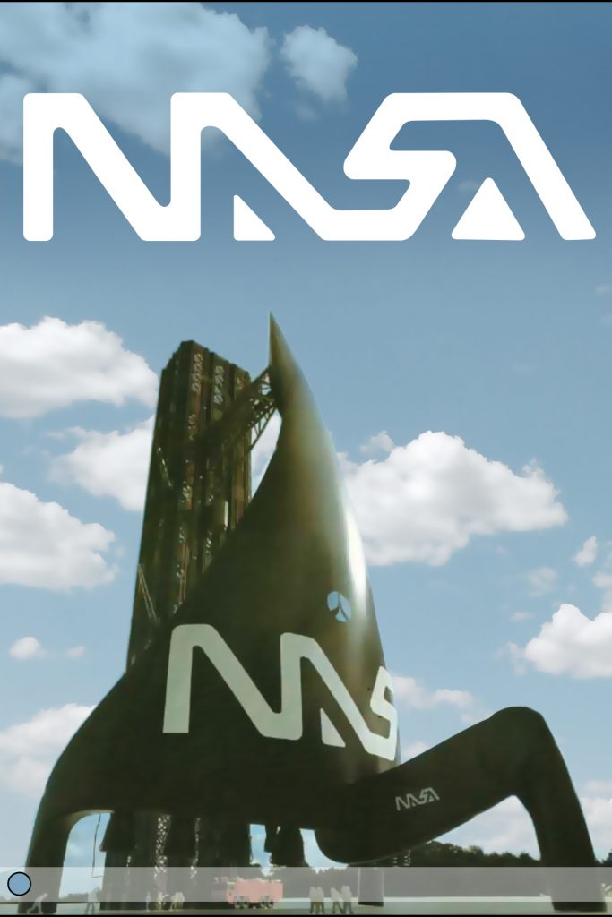 Luigo Colani design for a space shuttle with NASA logo redesigned on it.