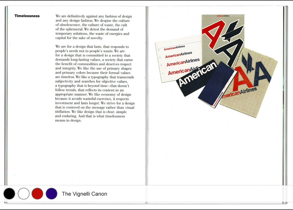 Page from The Vignelli Canon on Timelessness