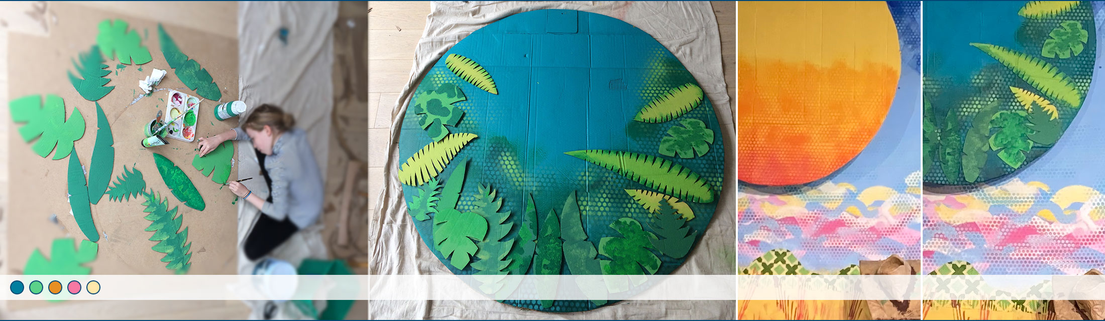 Large hanging scenery sun and jungle disk