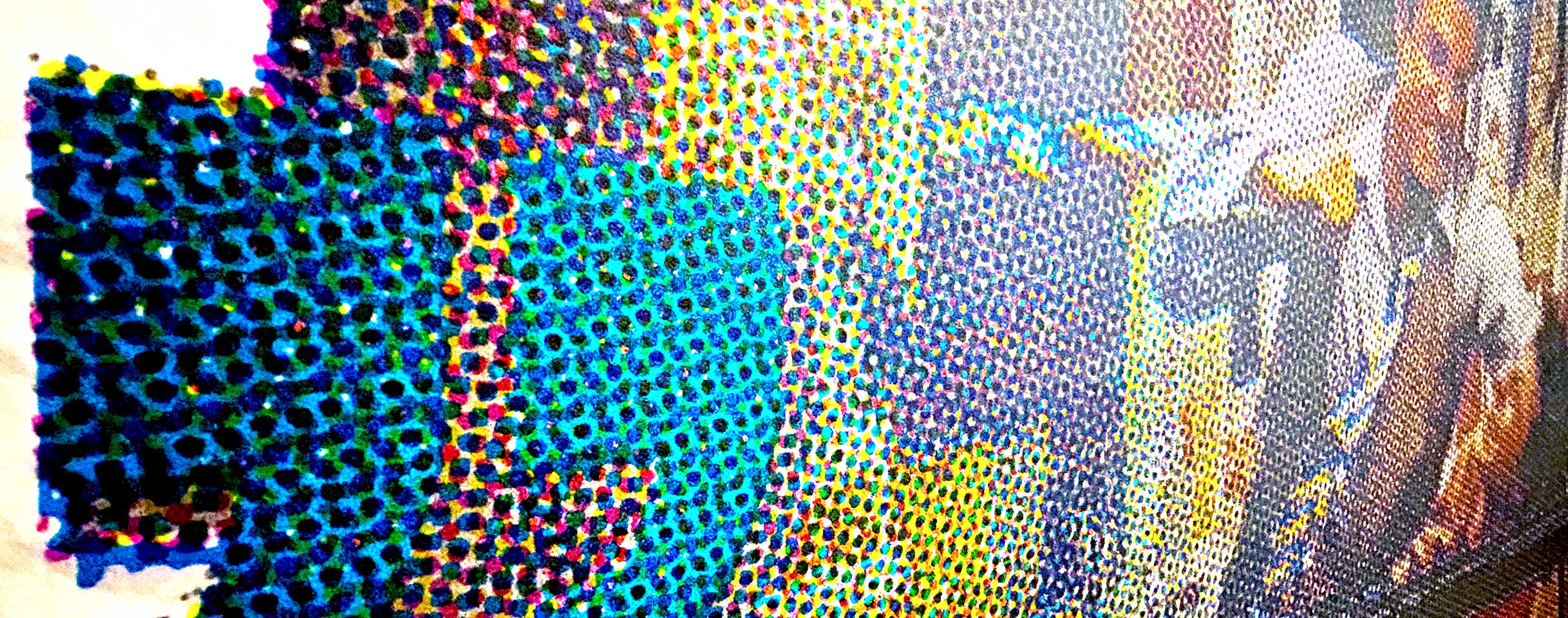 Detail of my art student screenprint with 4 colour separation enlarged from a magazine.