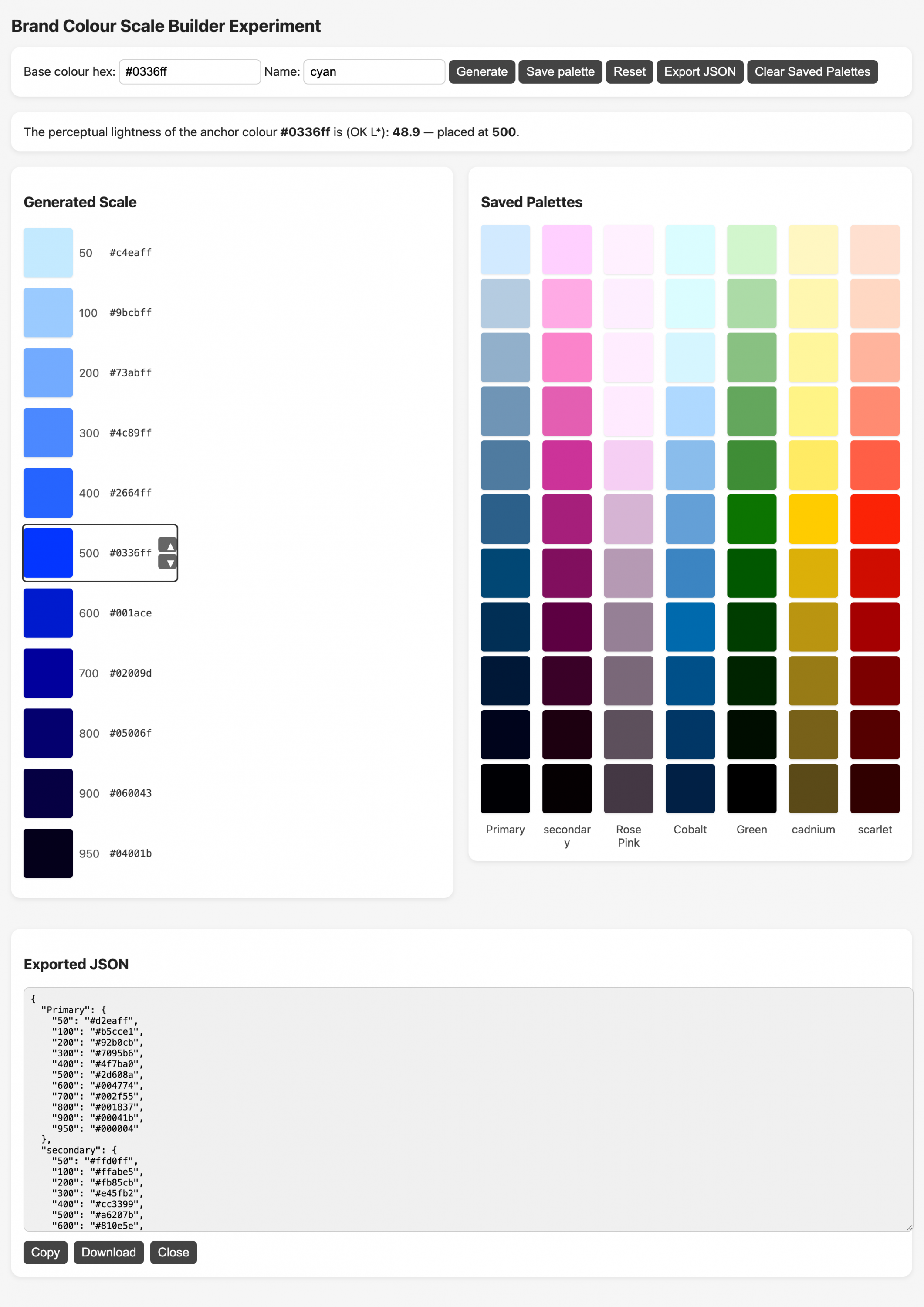 Final version of Chat GPT colour scale generating app