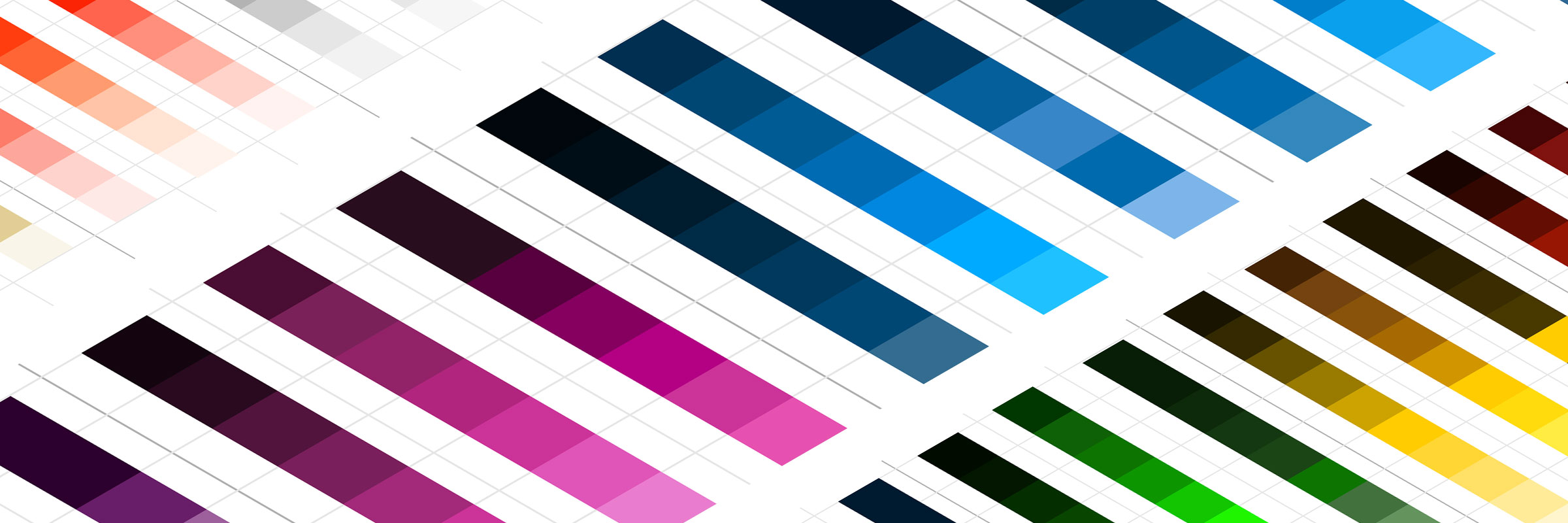 Isometric view of colour scales showing end of colour range as too dark