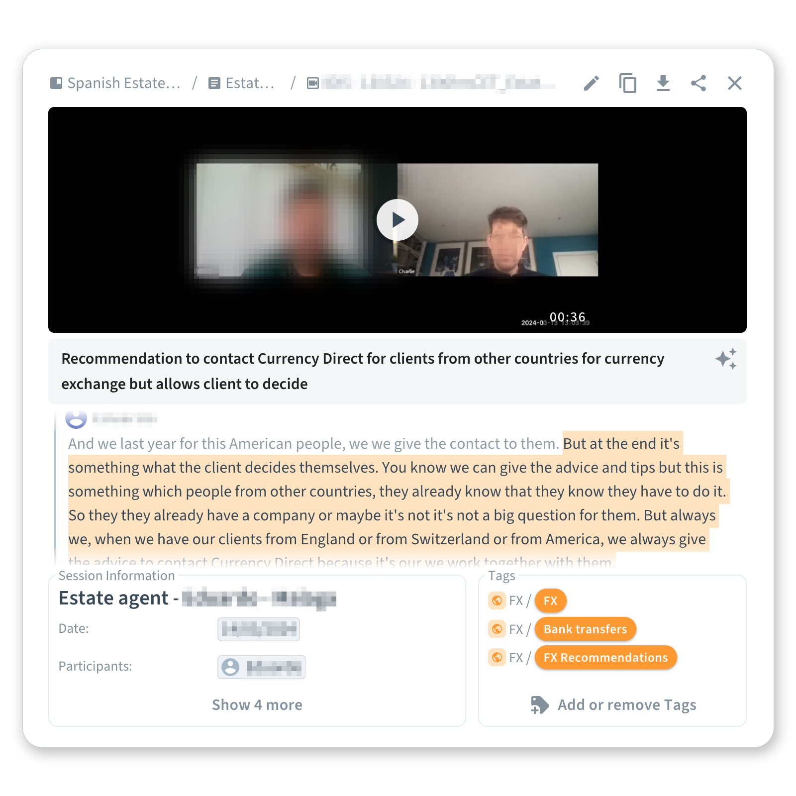 Screenshot from interviewing potential user