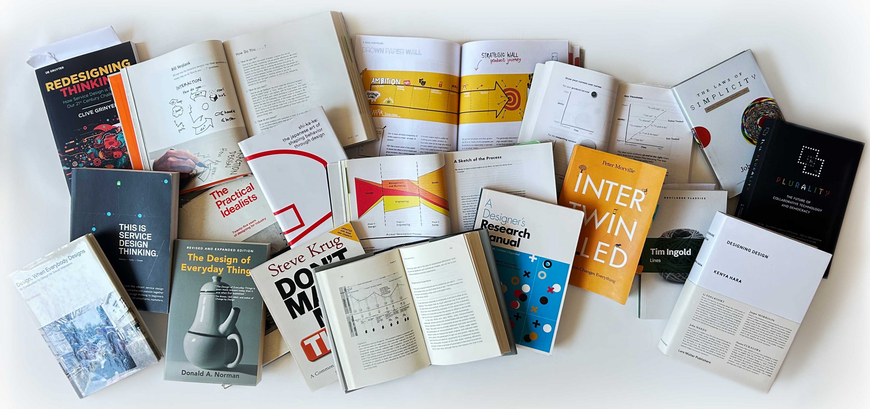 A selection of design books on UX design and service design