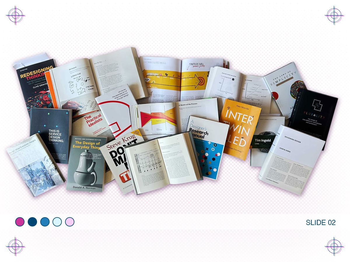 A selection of design books on UX design and service design